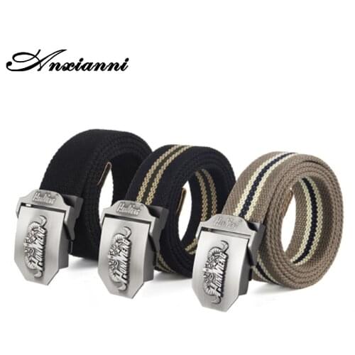 Anxianni Men Belt Fashion Luxury Canvas Unisex Army Tactical Waist Belt Jeans Male Casual Webbing Waistband