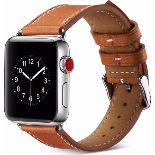 Leather Watch Band for Apple Watch iWatch 4 40mm 44mm 38MM 42mm Series 1 2 3 4 Wrist Watch Bracelet Replacement With Adapters