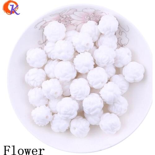 Cordial Design 240Pcs 16MM White Solid Color Acrylic Flower Beads Straight Hole Classic Jewelry Material CDWB-517721