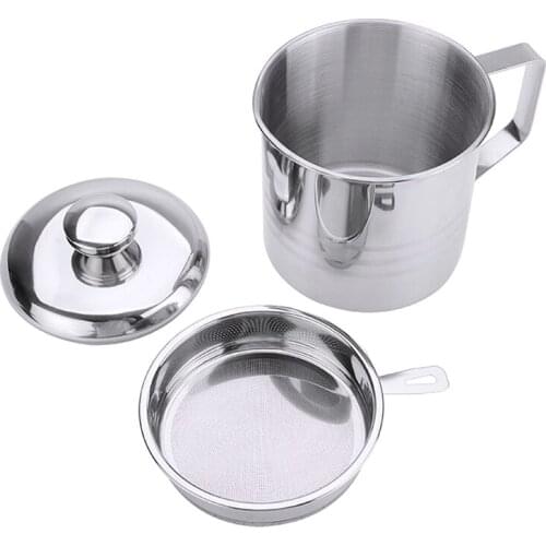 Oil Strainer Pot Stainless Steel Container Jug Storage Can with Filter Leakproof Cooking Oil Pot Dispenser Kitchen Tools