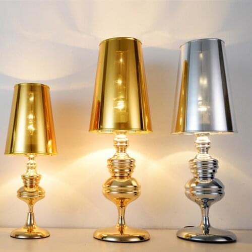 Modern Table Lamps PVC Lampe Shape Gold/Silver/White/Black Table Lights With EU/US Plug For Reading Room Bedroom Bedside Deco