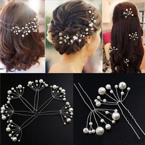 5PC Bridal Hair U-shaped Clip Artificial Pearl Hairpin Hairclip Wedding Bridesmaid Jewelry Handmade Hair Accessories Dropship