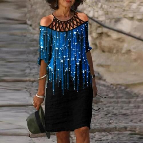 Vintage Print Harajuku Streetwear Casual Dresses Women 2021 Sexy Hollow-out Off Shoulder Half Sleeve All-match Beach Midi Dress