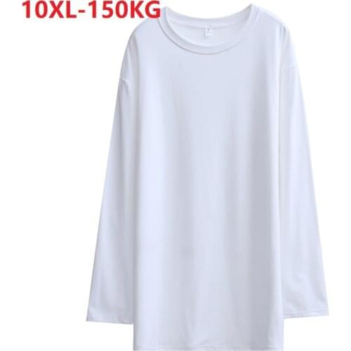 Autumn winter women tshirt long sleeve cotton loose tees tops underwear Large size 8XL 10XL oversize simple black t-shirt 150KG