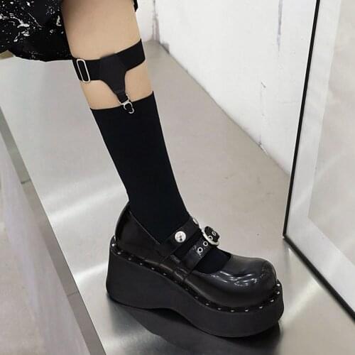 2021 летняя женская обувь Wedges Round Toe Buckle Strap High Heel With Buckle Summer Sweet Casual Female Mary Janes Pumps