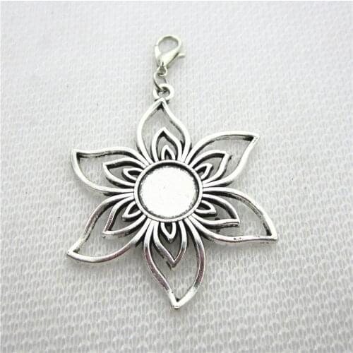 Hot Selling 10pcs/lot Silver Flowers Dangle Charms Lobster Clasp Charms DIY Bracelet&Bangles Jewelry Accessory Hanging Charms