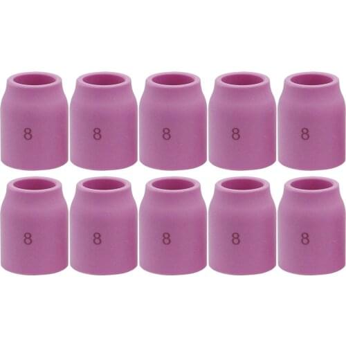10pcs TIG Gas Lens Alumina Nozzle Ceramic Cup 53N61S 8# Φ1/2" For SR WP- 9/20 & SR WP-17/18/26 TIG Welding Torch