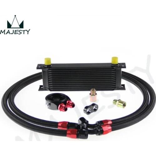 13 ROW AN10 UNIVERSAL ENGINE TRANSMISSION OIL COOLER british+ FILTER KIT BLACK