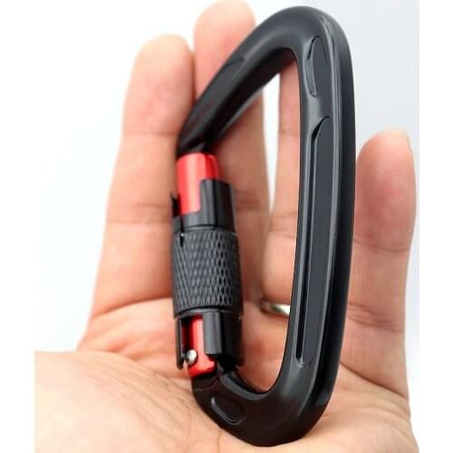 24 KN Aluminum Carabiner Chain Clip Rotary Lock D Ring Buckle key Ring Camping Mountain Snap Hook Outdoor Travel Kit