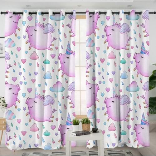 3D Window Curtains Cortinas De Dormitorio Pink Pig Print Bedding Room Home Decor Rideau De Fenetre Drapes Cotinas Rideau Salon