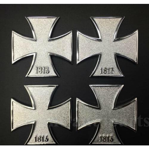 4pcs Metal Maltese Cross 1813 Emblem Car Motorcycle Badge Trunk Decal Sticker
