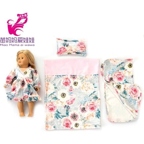 43 Cm Baby Doll Bed Sheet Pillow 18 Inch Baby Doll Nightgown Quilt Pillow Sleeping Set Children Play Toys