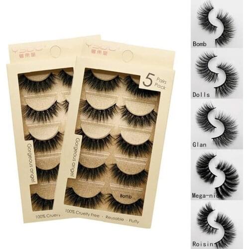 5Pairs 3D Natural False Eyelashes Long Thick Mixed Fake Eye Lashes Makeup Mink Lashes Feathery Flared Variety Pack Lashes
