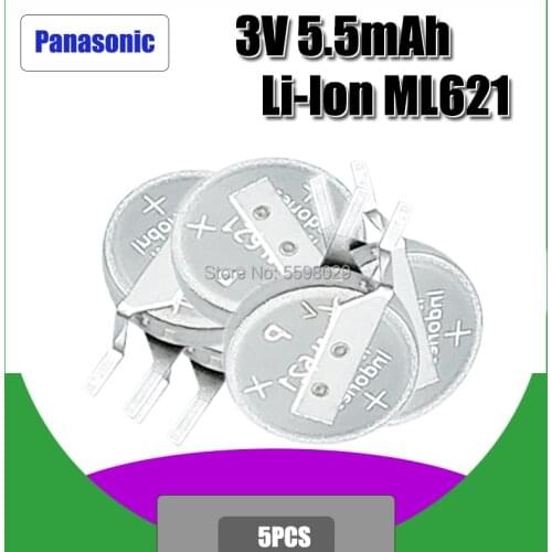 5pcs Original Panasonic ML621 ML 621 replace MS621 3V 5.8MAH Rechargeable Battery FOR Computer memory backup power supply