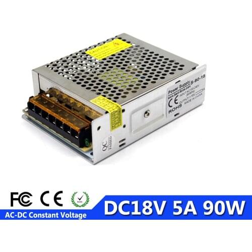 90W 5A DC18V Switching Swith Power Supply Driver Transformers 110V 220V AC To DC 18V SMPS For LED Strip Display Light CNC CCTV