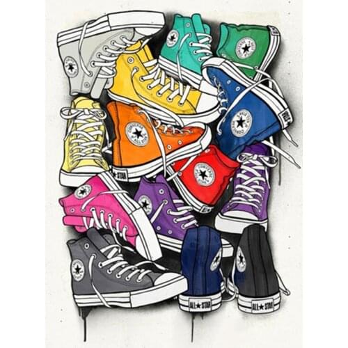 GELANYOUPIN Full Round Drill 5D DIY Diamond Painting "Shoe pattern" Embroidery Cross Stitch 5D Diamond Mosaic Home Decor Gift