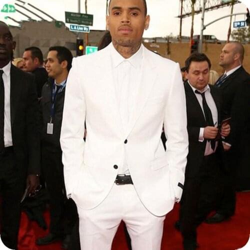 White Men Suits For Wedding Groom Evening Party Casual Custom Slim Fit Prom Tailored Tuxedo Best Man Blazer Costume Homme 2Piece