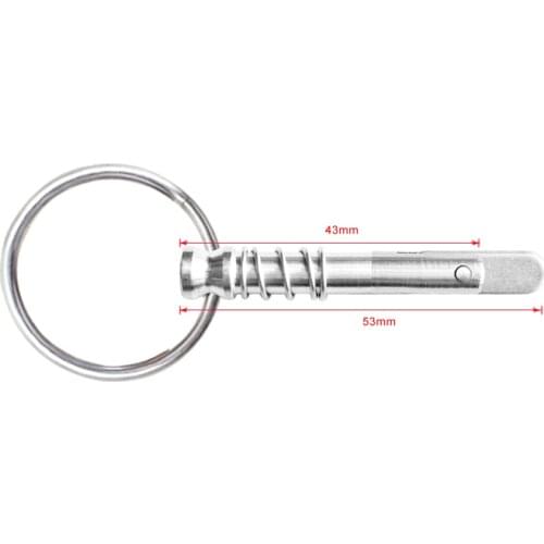 Boat Quick Release Spring Pin & 1/4" Pull Ring For Yacht/Canoe Bimini Top Deck Hinge/Jaw Slide Clam 316 Stainless Steel