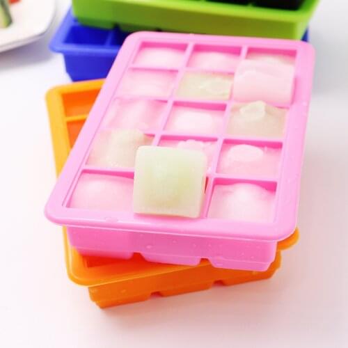 15Grids Household Silicone Ice Cube Maker Trays with Lids for Freezer Icecream Cold Drinks Kitchen Tools Accessories Ice Mold