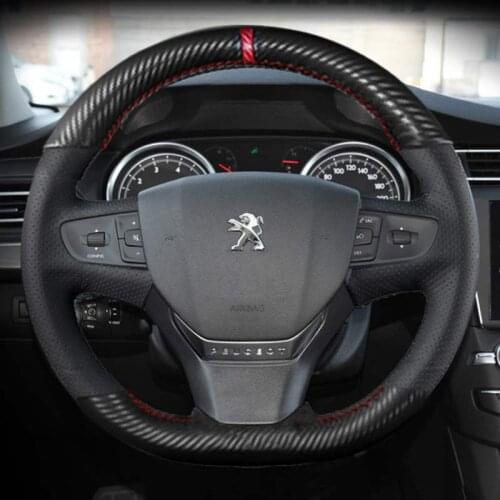 DIY custom black suede leather car interior steering wheel cover For Peugeot 308/307/508/207/206/408/3008 car accessories