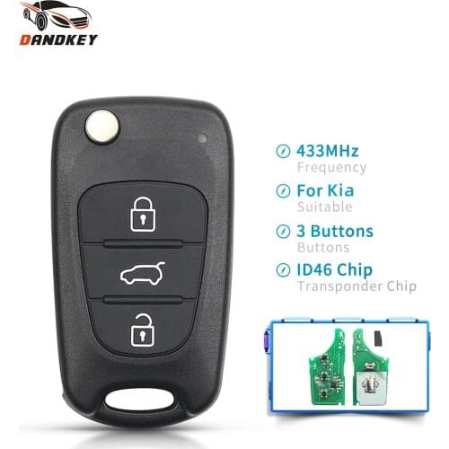 Dandkey 3 Buttons Flip Smart Remote Car Key Shell For KIA K2 K5 Rio Sportage Sorento Forte Fob 433Mhz ID46 Chip With Left Blade
