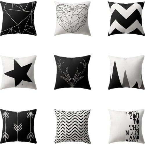 Black and White Geometric Decorative Pillowcases Polyester Throw Pillow Case Striped Geometric Pillowcase kussensloop
