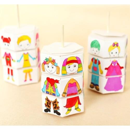 Children Rotate Change Clothes Color Paintings Handmade DIY paint Fill Color Change Graffiti painting Craft Creative Color Paint