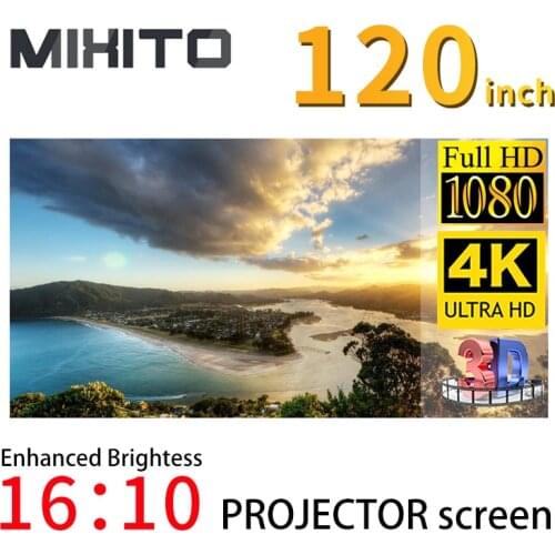 MIXITO 16:10 Projector Screen 120inch 4K HD Foldable Portable Projection Movies For Home Theater Outdoor Indoor Enhance Quality
