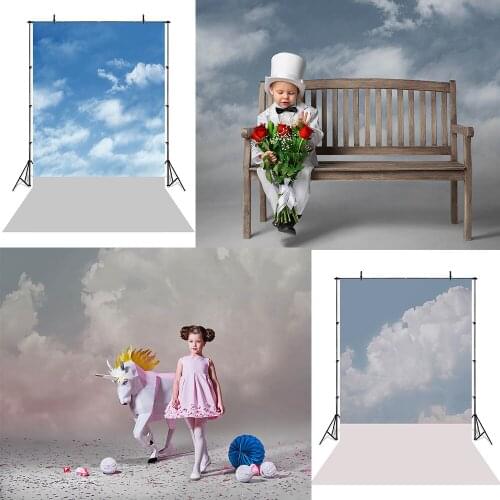 Blue Sky Background Clouds Kids Portrait Photography Sunset Boy Girl Birthday Photostudio Chridren Plane Flying Poly Backdrop