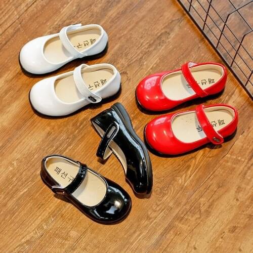 Girls Dress Shoes For Party Wedding Performance Formal Soft Kids Leather Shoes Mary Janes Simple Classic Childrens Flats 22-36