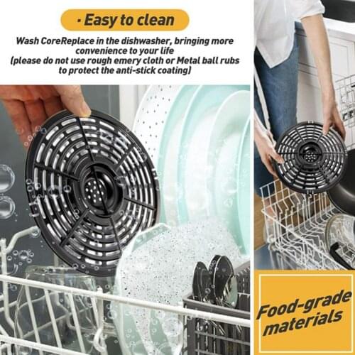 Grill Pan Round Dishwasher Safe Crisper Plate Replacement Parts Air Fryer With Handle Home Kitchen Solid Cookware Non Stick