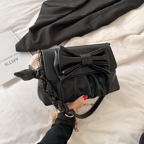Bowknot Small Bag Female Summer 2021 New Trendy Fashion Ladies One-shoulder Messenger Bag Fold One-shoulder Small Square Bag