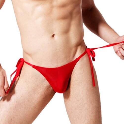 Mens Low Waist Sexy Lingerie Underwear Underpants Sexy Man Thong Mens Sexy Viscose Lacing Breathable Backless Thong