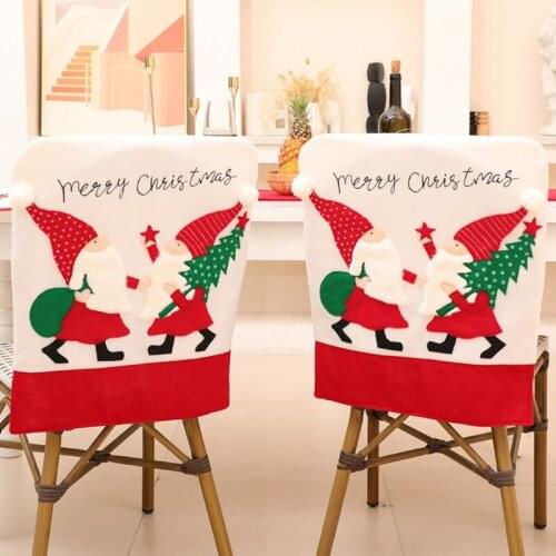 Chair Covers Christmas Seat Slipcovers Santa Claus Soft For Home Dining Room Office Shool Party Xmas Supplies Decorations