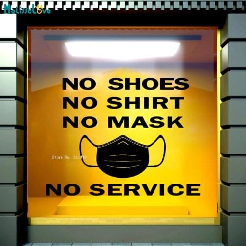 No Shoes Shirt Mask That Means No Service Wall Stickers Safety Measures To Protect Yourself Shop Vinyl Window Decals YT5531