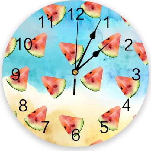Watercolor Watermelon Cartoon 3d Wall Clock Modern Design Farmhouse Decor Kitchen Vintage PVC Round Clock Living Room Decoration