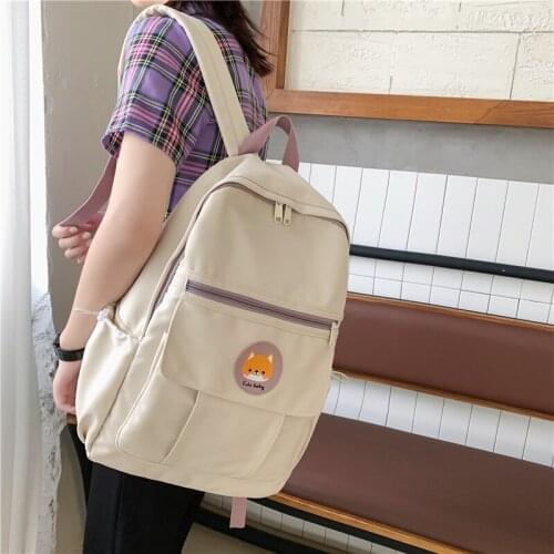 Nylon Female Harajuku Student New College Book Lady Badge Backpack Kawaii Fashion Girl School Bag Trendy Women Cute Backpack