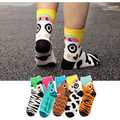 Hot-sell womens socks warm 5pairs/lot autumn-winter striped thermal soks ladies and women colorful funny korean style socks set