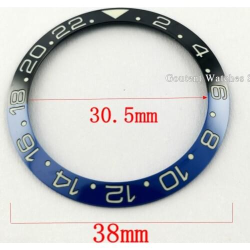 New 38mm Super Luminous Watch Bezel Insert Black Blue GMT Ceramic Bezel Ring Insert Watch Parts Fits For 40mm GMT Watches