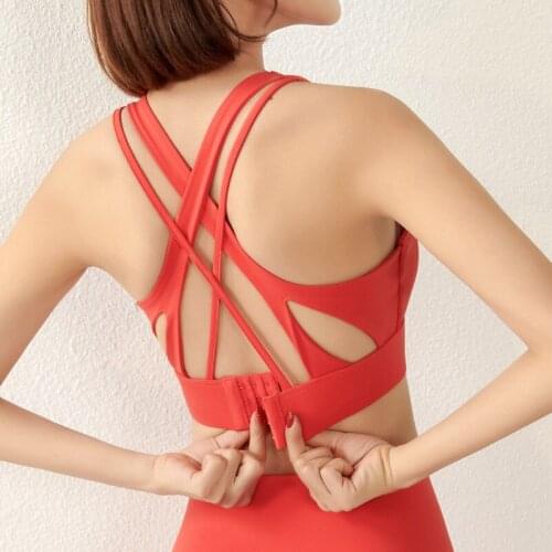 Women New Shockproof Gathered Workout Tops Running Sports Bras Cross Beautiful Back Sexy Fitness Yoga Underwear Gym Bralette J12