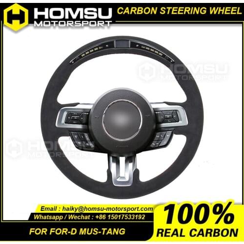 Perforated Leather with Italy al.cantara Custom Steering Wheel For ford mustang 2018+ Custom LED Racing Steering Wheel