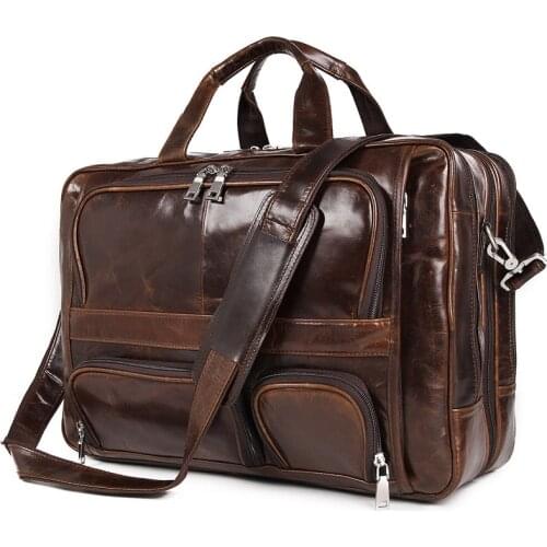 Men Genuine Leather Office Maletas Business Briefcase 17 Inches Laptop Case Attache Portfolio Bag Maletin Messenger Bag