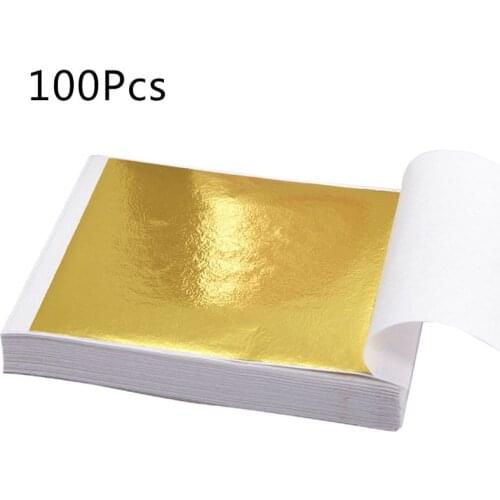 Drop Ship. 100 Sheets Imitation Gold Silver Foil Leaf Paper Home Wall Art Gilding Crafting DIY Decoration