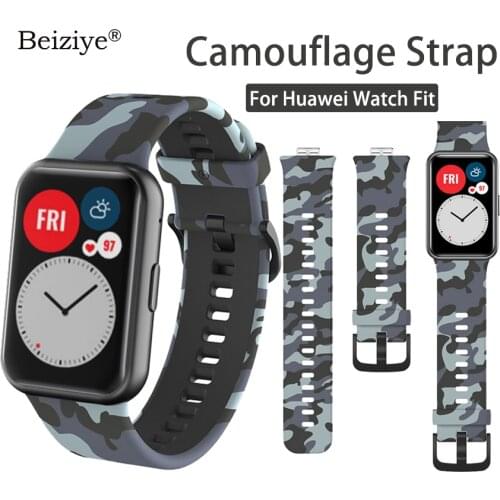 Rubber Wrist Strap For Huawei Watch Fit Camouflage Bracelet For Huawai Watch Fit 2020 SmartWatch Band Silicone Strap Accessories