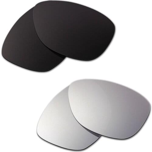 HKUCO For Jupiter Sunglasses Replacement Polarized Lenses 2 Pairs Black&Silver