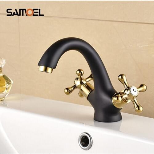 Vintage Style Retro Black Finished antique faucet Mixer Taps Deck Mounted hot and cold basin mixer taps B3203