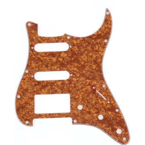 Musiclily HSS 11 Hole Guitar Strat Pickguard for Fender USA/Mexican Made Standard Stratocaster Style, 4Ply Earthy Yellow Pearl
