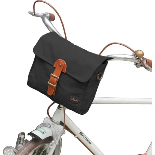 Tourbon Outdoor Bicycle Handlebar Bag Front Tube Pack Pannier Shoulder Bags Vintage Messenger Bag Black Waxed Waterproof Canvas