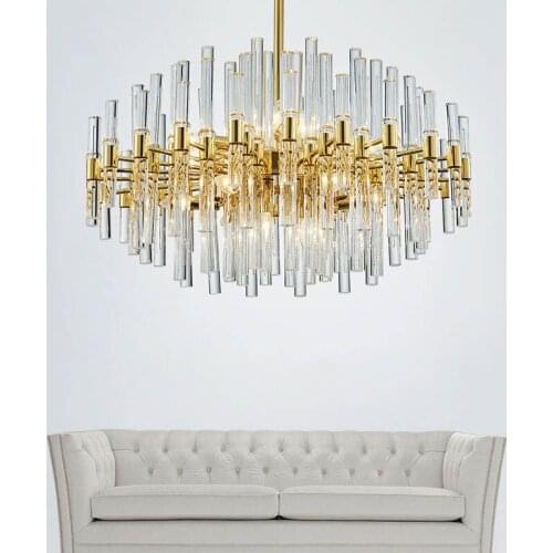 Lighting Hong Kong-style lamps postmodern light luxury restaurant living room lamp duplex building designer crystal chandelier