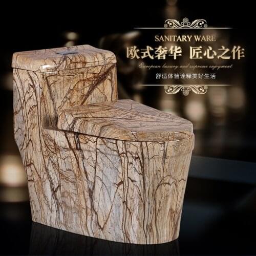 Wood grain toilet household water closet marble grain color personalized toilet super swirling water-saving large caliber